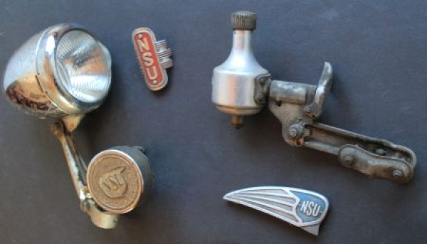 NSU Bicycle Bosch Spare Parts and Emblems 1950 Convolut (4261)